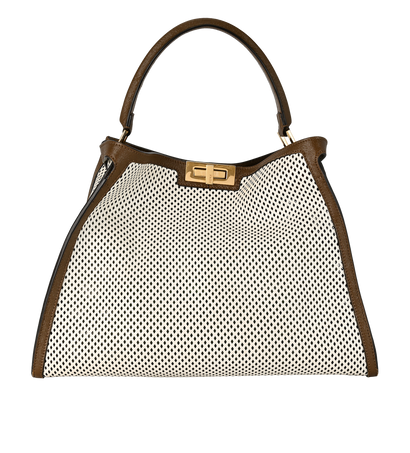 Peekaboo X-Lite bag, &pound;1,100, Handbags, Brown/White, Leather, Front view